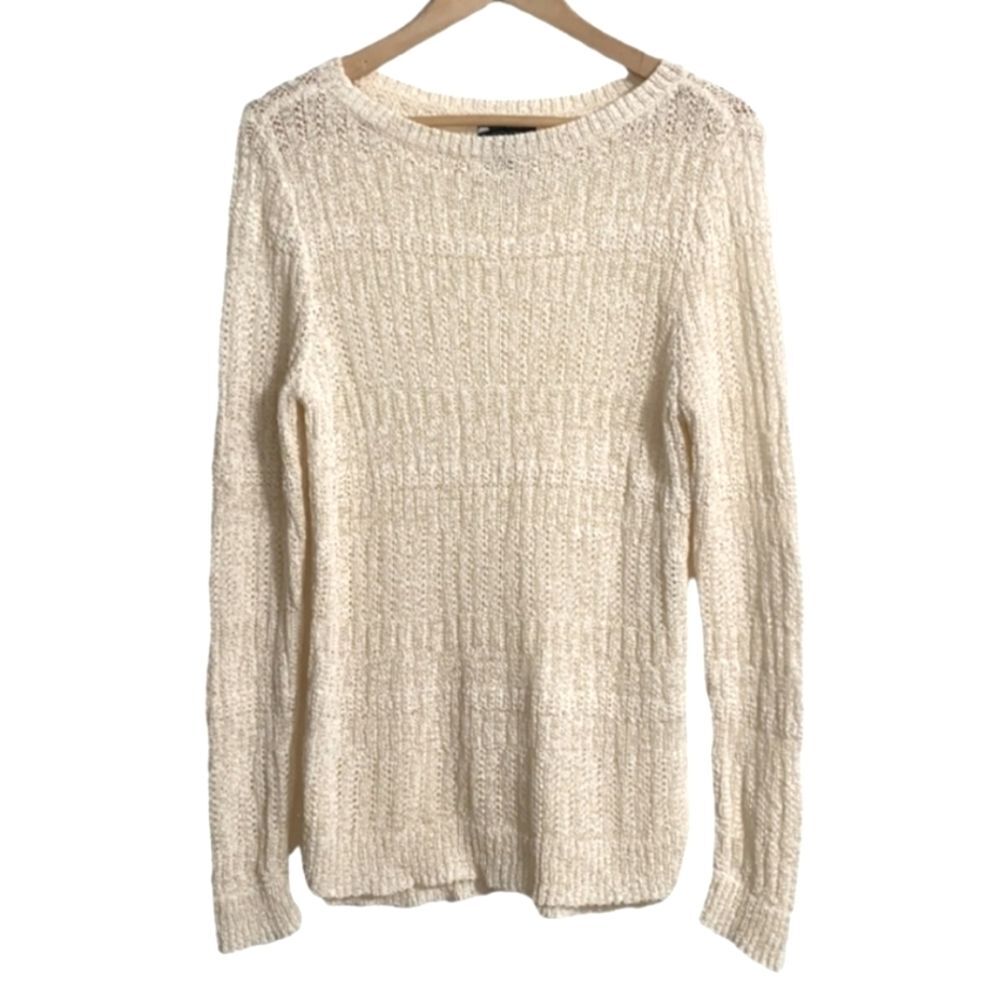 Lauren Jeans Co by Ralph Lauren Cream Loose Knit Casual Sweater Women Size L
